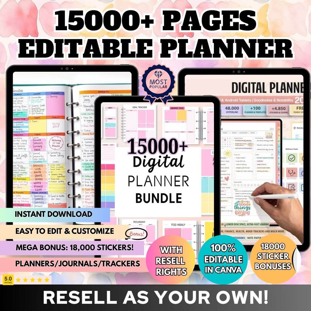 15,000+ Pages PLR Planners, Journals, & Templates | 2026 Bundle | with Resell Rights
